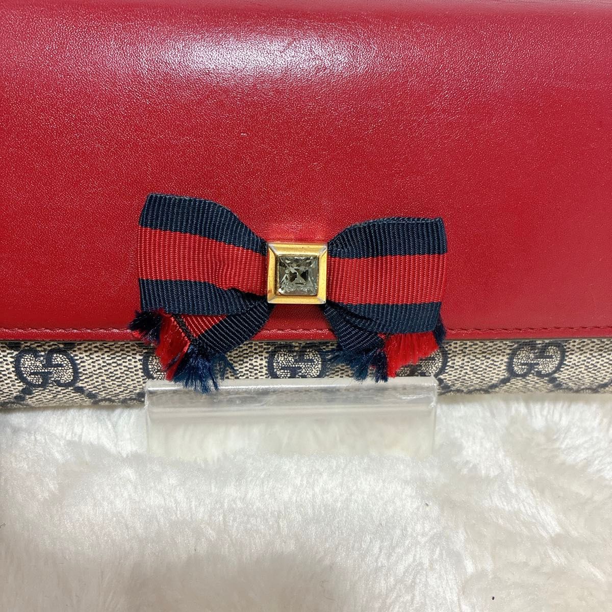 GWセール 美品 GUCCI グッチ 長財布 GGスプリーム リボン GWセール 美品 GUCCI グッチ 長財布 GGスプリーム リボン