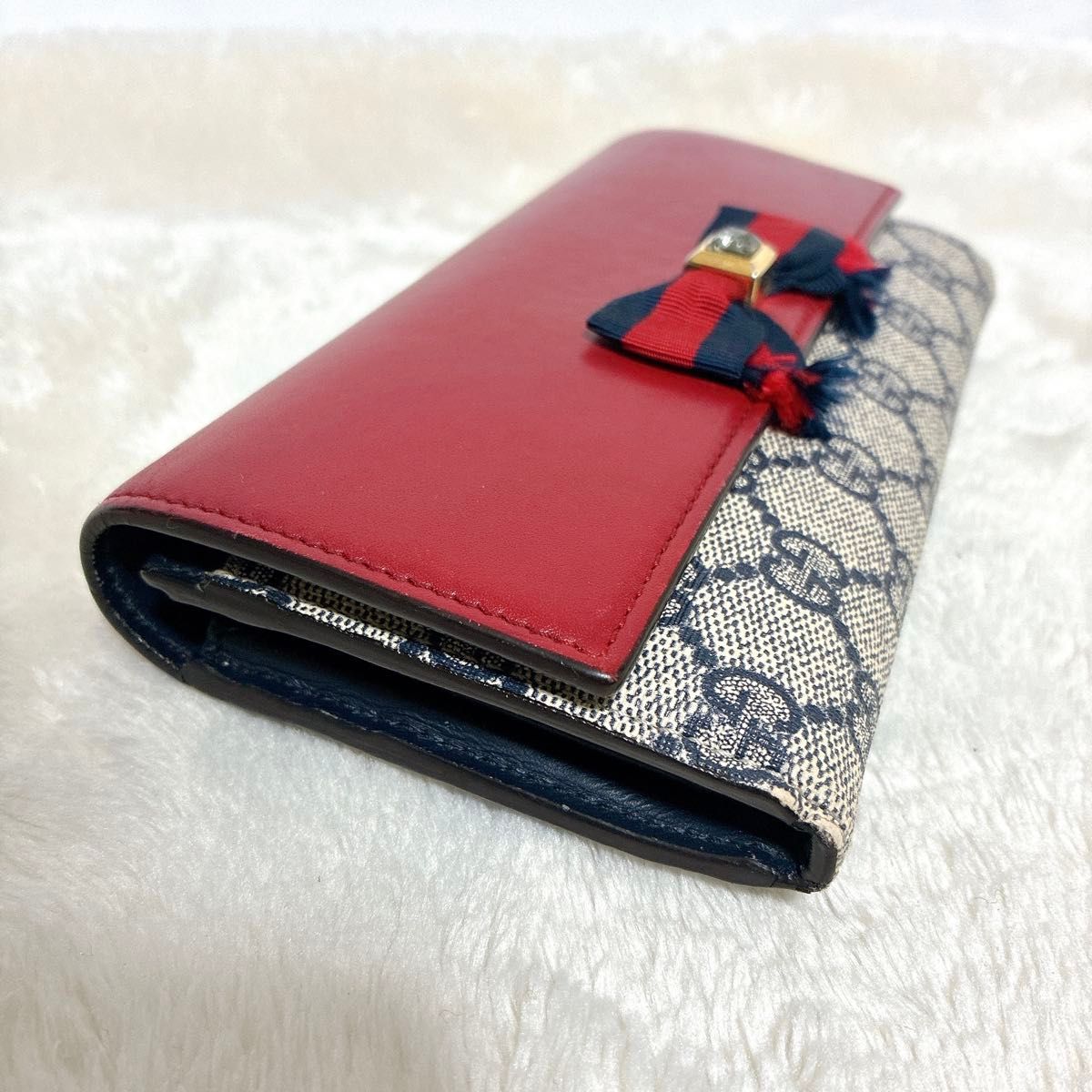 GWセール 美品 GUCCI グッチ 長財布 GGスプリーム リボン GWセール 美品 GUCCI グッチ 長財布 GGスプリーム リボン