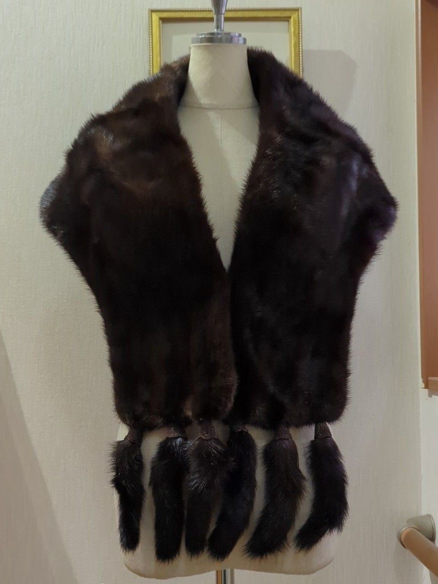 訳あり品】ミンク ショール / 肩がけ 毛皮 ベスト リアルファー 訳あり品】ミンク ショール / 肩がけ 毛皮 ベスト リアルファー