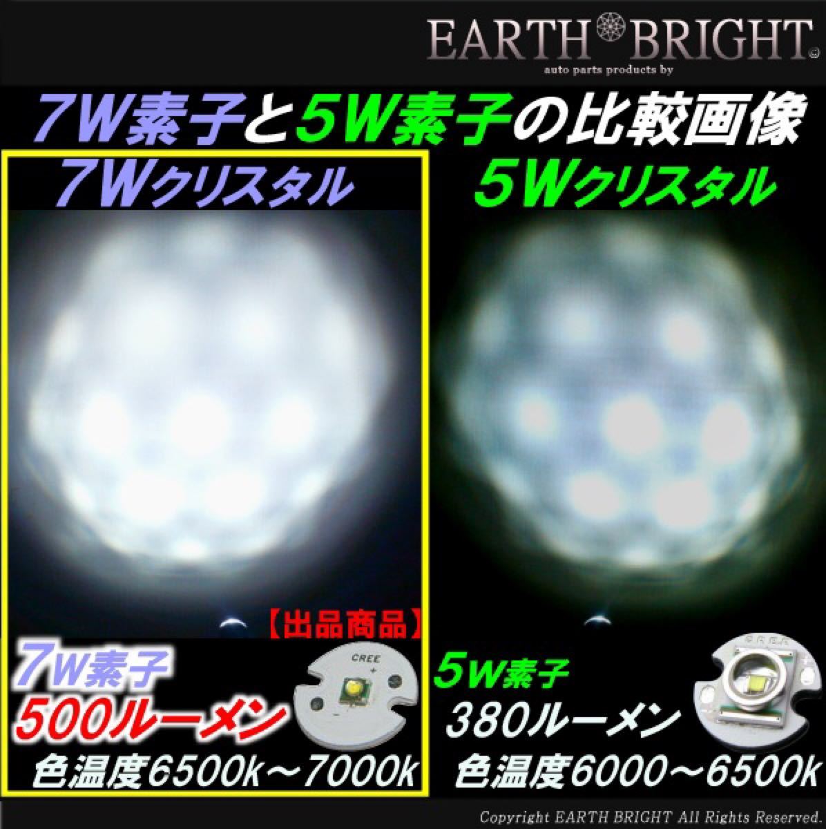 2球)12V車用 ◇T20 CREE 7Wハイパワークリスタル バックランプ球