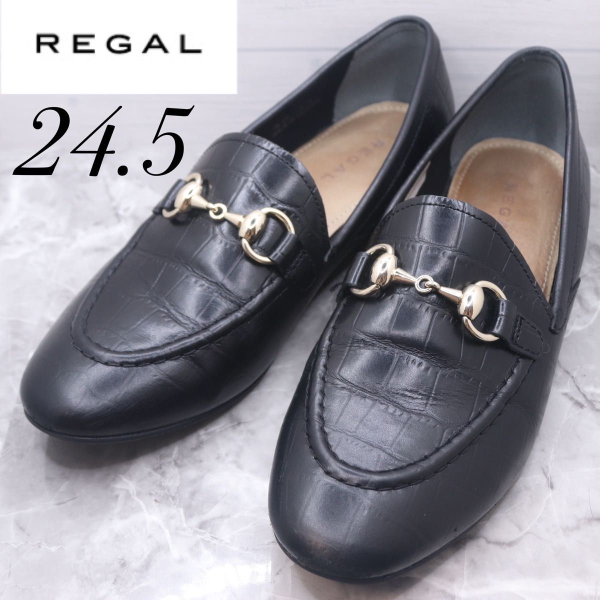 REGAL リーガル ビットローファー クロコ型押し レザー 24 5 黒 REGAL リーガル ビットローファー クロコ型押し レザー 24 5 黒