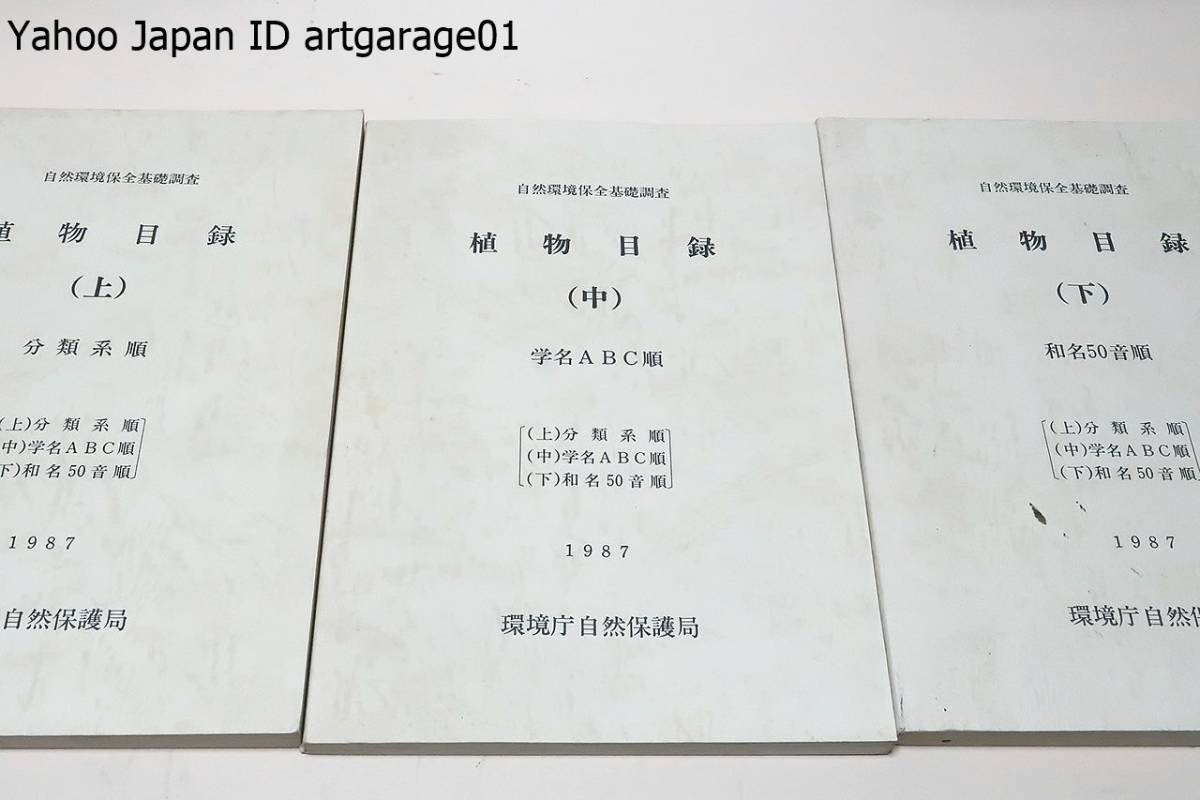 今季ブランド 植物目録・3冊/小笠原諸島及び南西諸島も含めて我が国に生育する野生のシダ植物及び種子植物の全種について学名・和名を整理し収録したもの  野草、植物