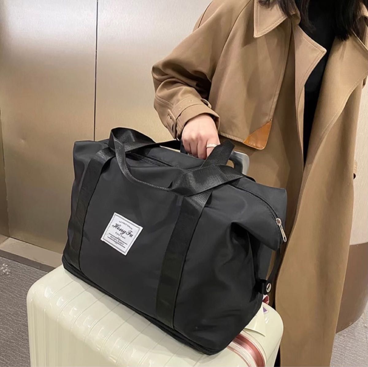 ボストンバッグ キャリーケース 大容量 2way 旅行 ブラック 拡張 ボストンバッグ キャリーケース 大容量 2way 旅行 ブラック 拡張