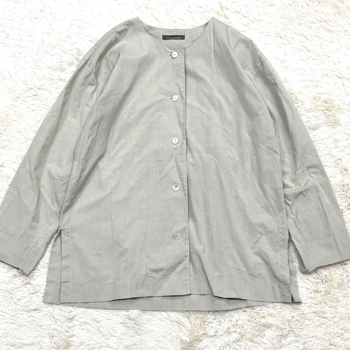 激レア ISSEY MIYAKE 80s 筆タグ シャツ ノーカラー 長袖 激レア ISSEY MIYAKE 80s 筆タグ シャツ ノーカラー 長袖