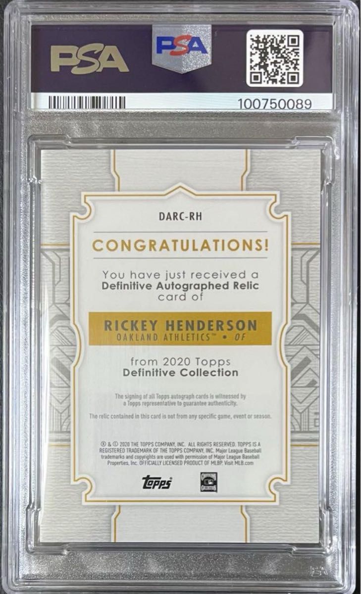 TOPPS RICKEY HENDERSON Auto 直筆サインカード 直筆サイン PSA9 TOPPS RICKEY HENDERSON Auto 直筆サインカード 直筆サイン PSA9