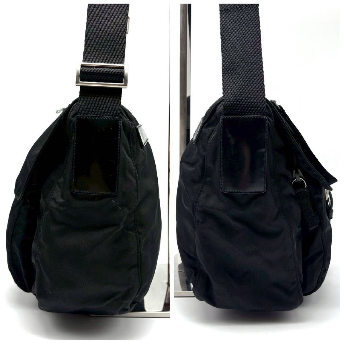 美品】プラダ ショルダーバッグ ポシェット 三角ロゴ ベルト 美品】プラダ ショルダーバッグ ポシェット 三角ロゴ ベルト