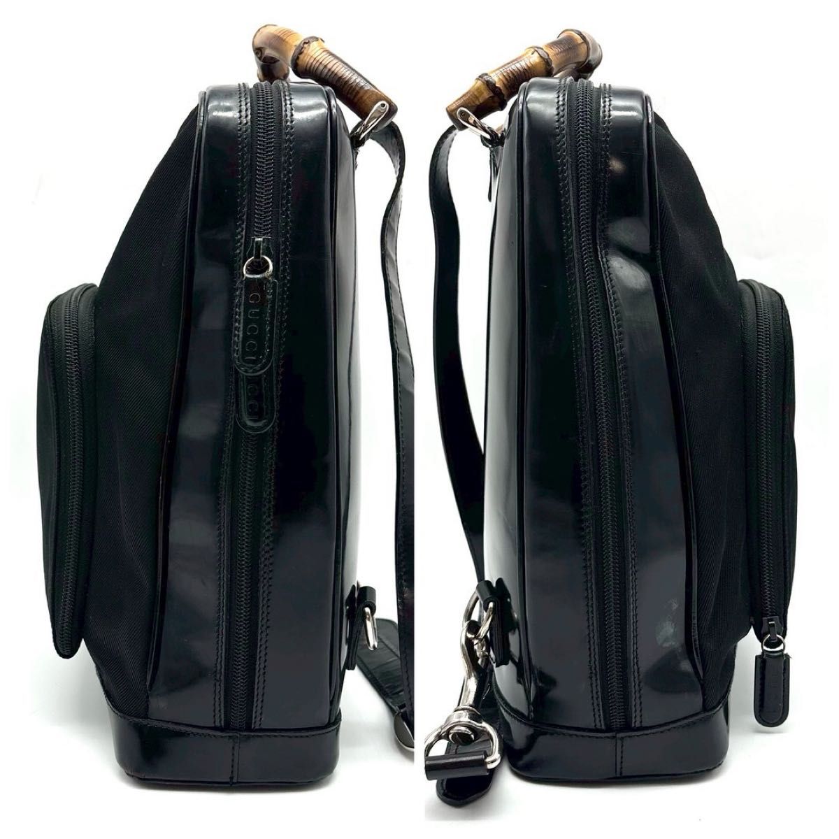 美品】グッチ ボディバッグ バンブー ロゴ型押し ワンショルダー 美品】グッチ ボディバッグ バンブー ロゴ型押し ワンショルダー