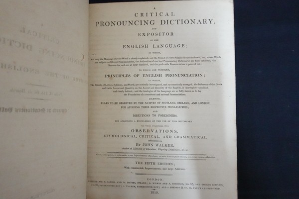 E/ foreign book English dictionary #walker\'s Critical pronouncing Dictionary 1810 year 