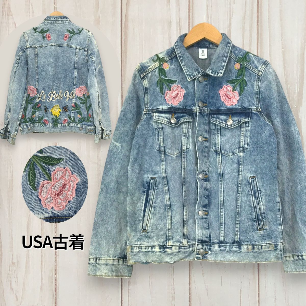 USA古着 花刺繍 デニムジャケット】 L相当 水色 古着|Yahoo USA古着 花刺繍 デニムジャケット】 L相当 水色 古着|Yahoo