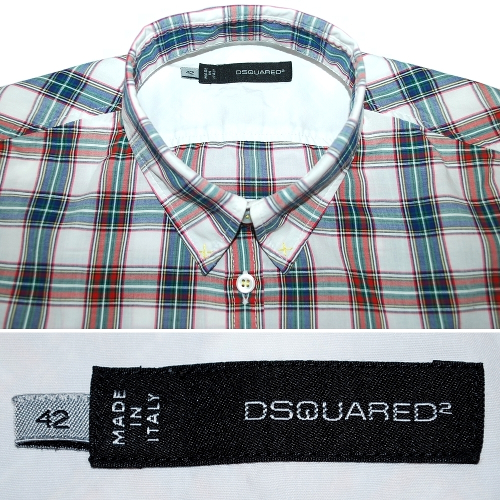 競売 極美品 DSQUARED2 ディースクエアード チェックシャツ 44