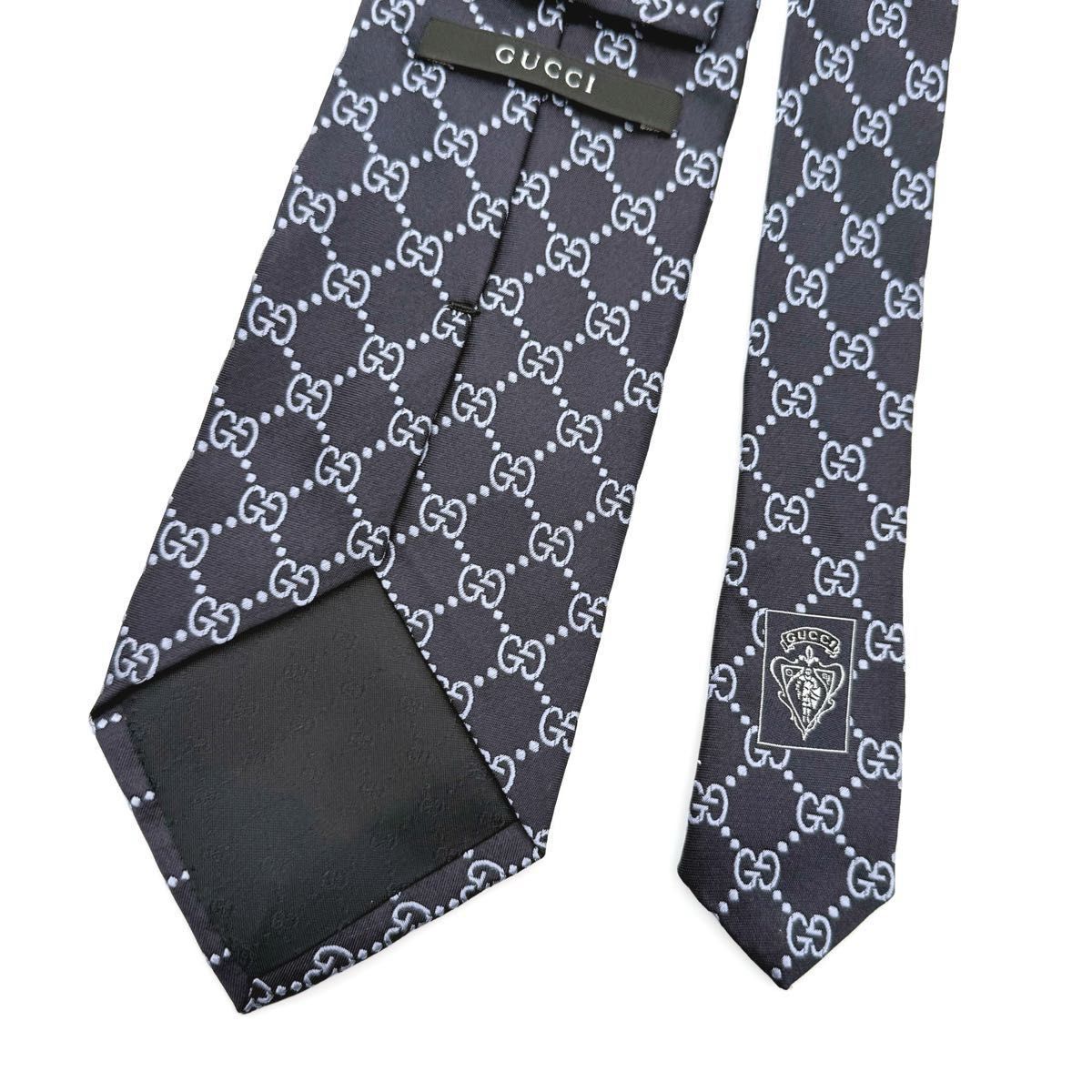 美品】GUCCI グッチ GG柄 ネクタイ ネイビー イタリア製 美品】GUCCI グッチ GG柄 ネクタイ ネイビー イタリア製