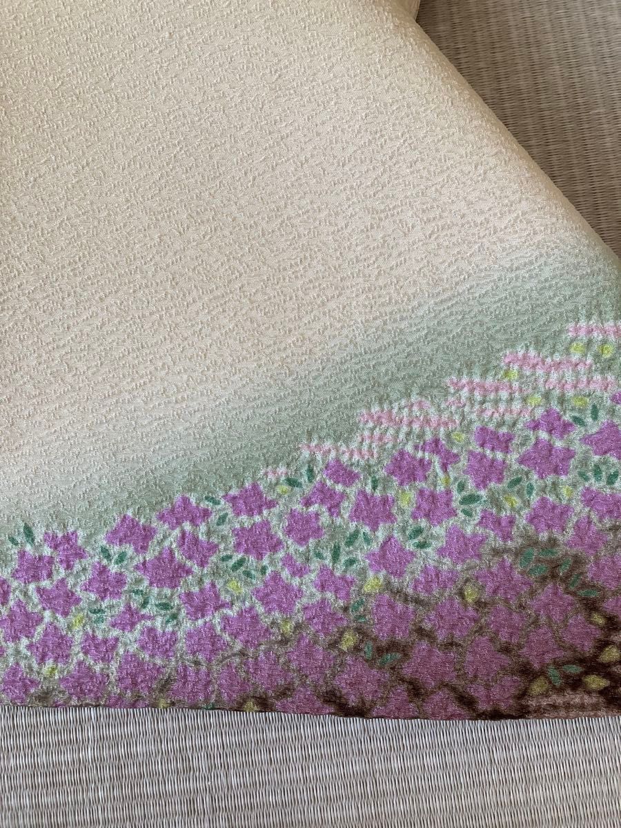 十日町　滝泰　絞り　おぼろ染め　波　銀通し　緑系色　紫色　袋帯 ブラックフライデーセール】 【十日町友禅絞り工房 滝泰】 特選総絞り