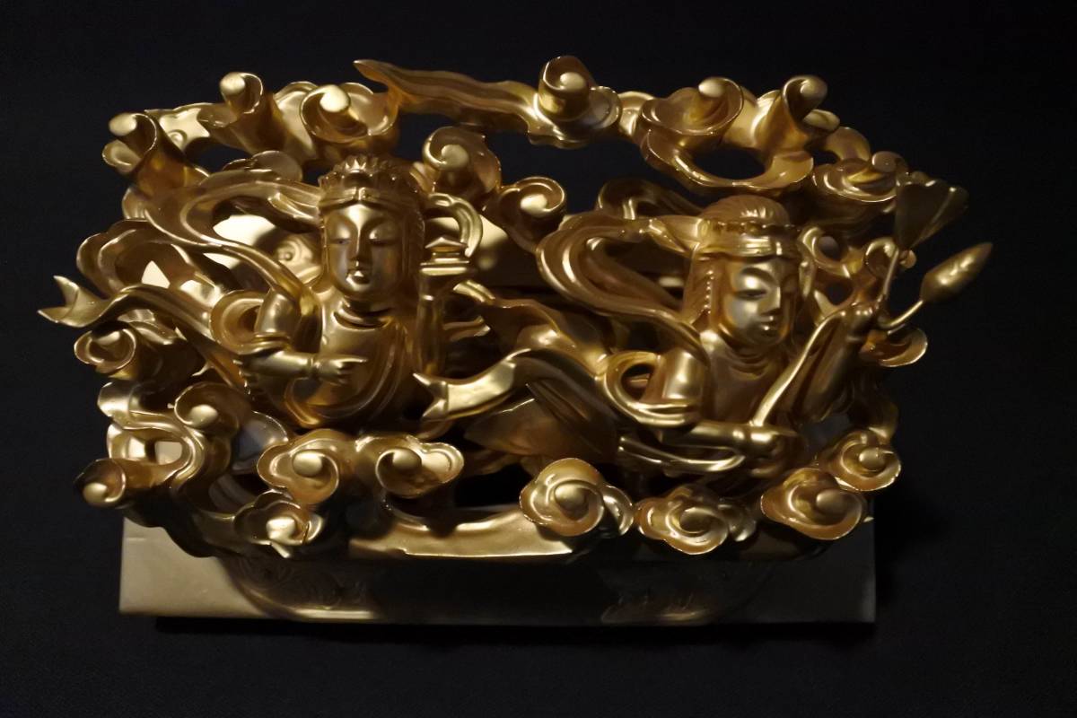 【収集品】最高級品　仏壇用の彫り物　裏金　本金粉　金具付き（200329D-2）1726　M