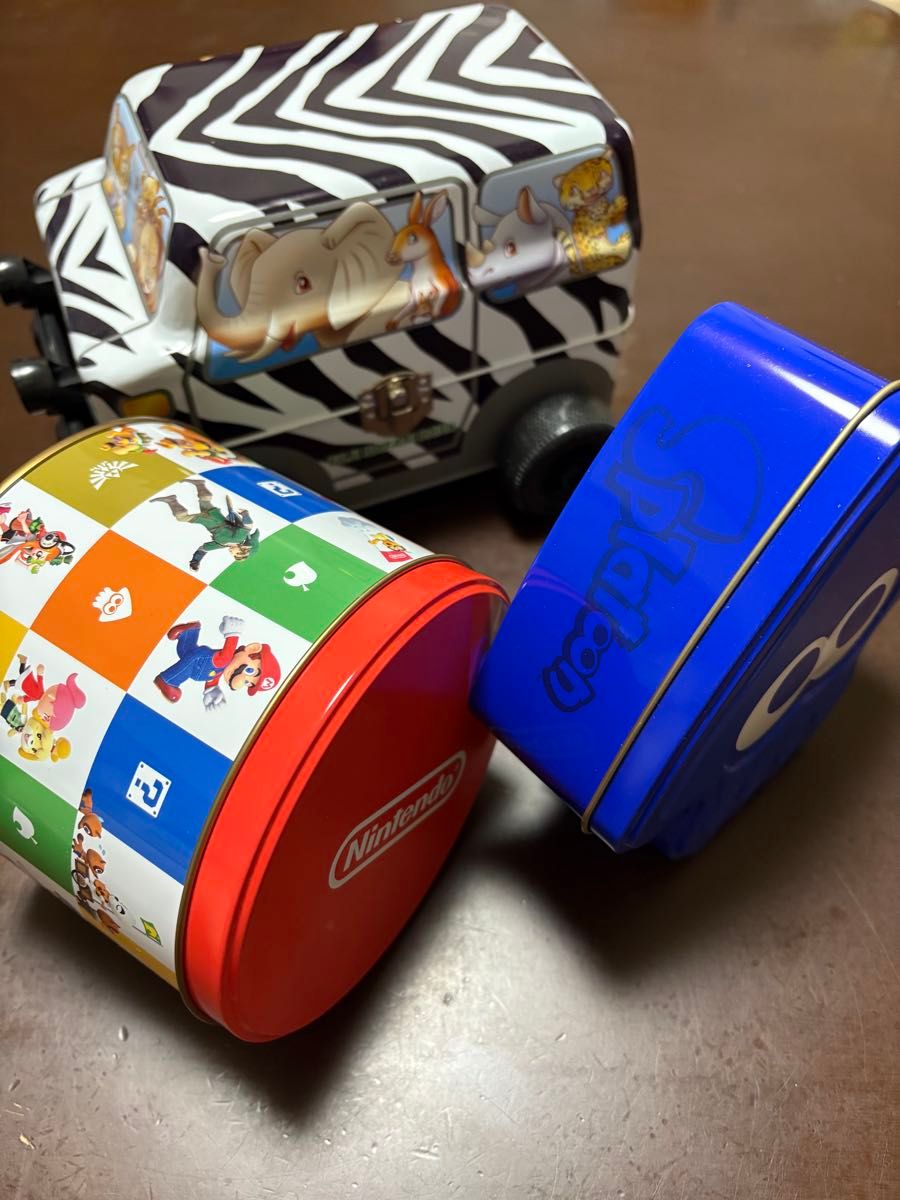 空き缶 3個セット 小物入れ お菓子缶 ゼブラ柄 ニンテンドー 空き缶 3個セット 小物入れ お菓子缶 ゼブラ柄 ニンテンドー