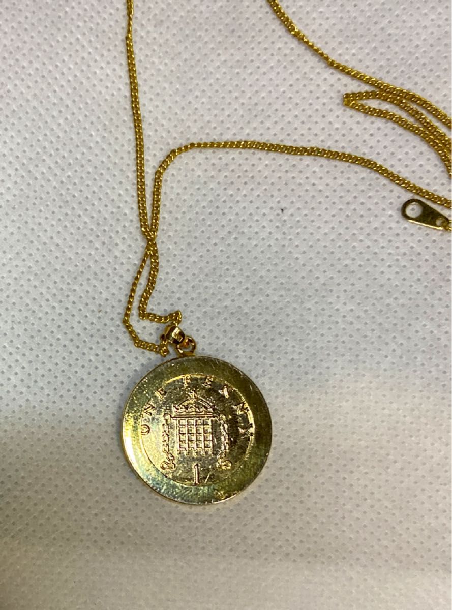 ゴールドコインネックレス K18刻印有り エリザベス女王 1PENNY ゴールドコインネックレス K18刻印有り エリザベス女王 1PENNY