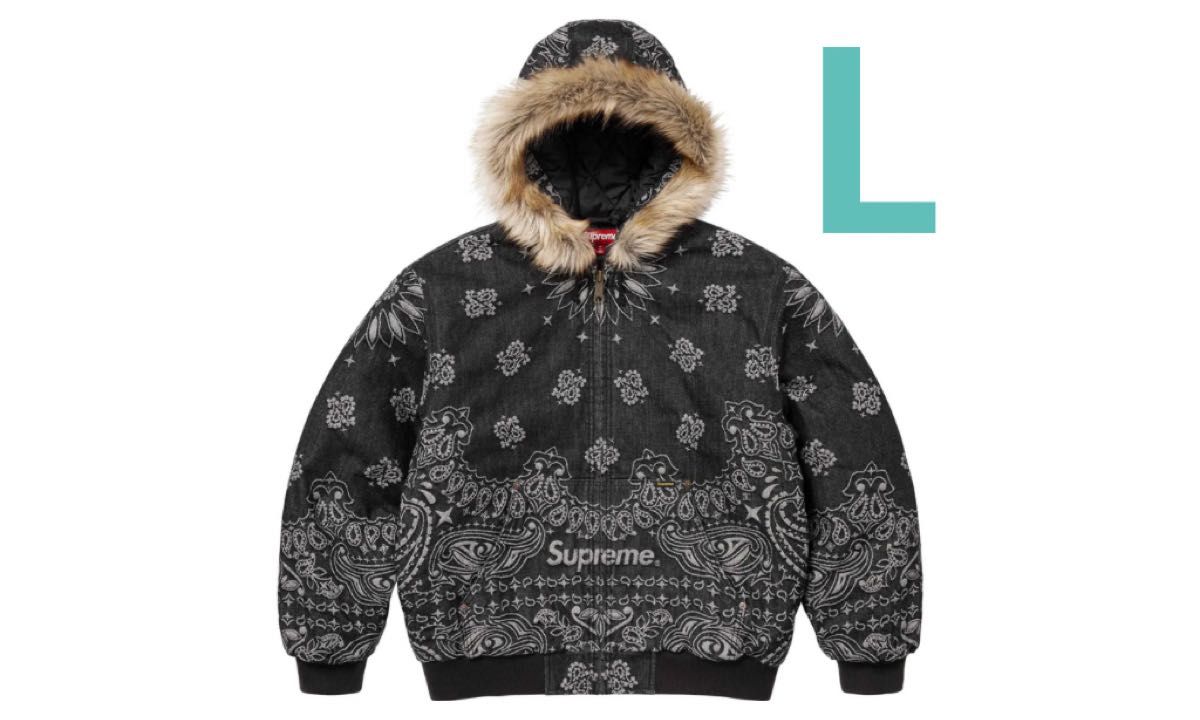 L】Supreme Bandana Jacquard Denim Hooded Work Jacket L】Supreme Bandana Jacquard Denim Hooded Work Jacket