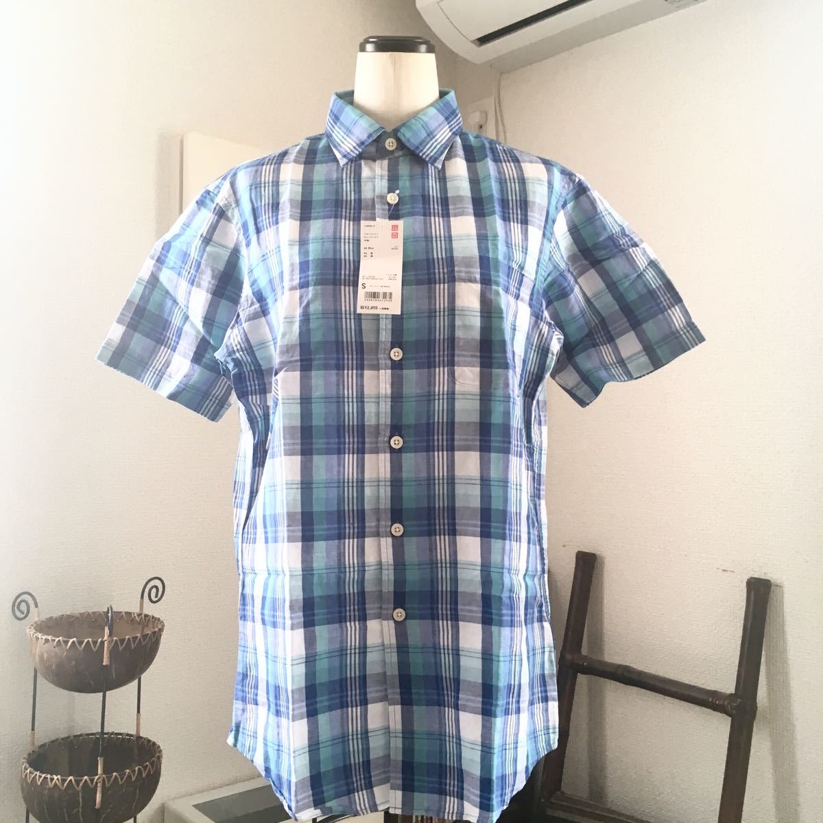 Paypayフリマ 新品 Uniqlo 半袖 リネン コットン チェックシャツ ブルー メンズs Paypayフリマ 新品 Uniqlo 半袖 リネン コットン チェックシャツ ブルー メンズs