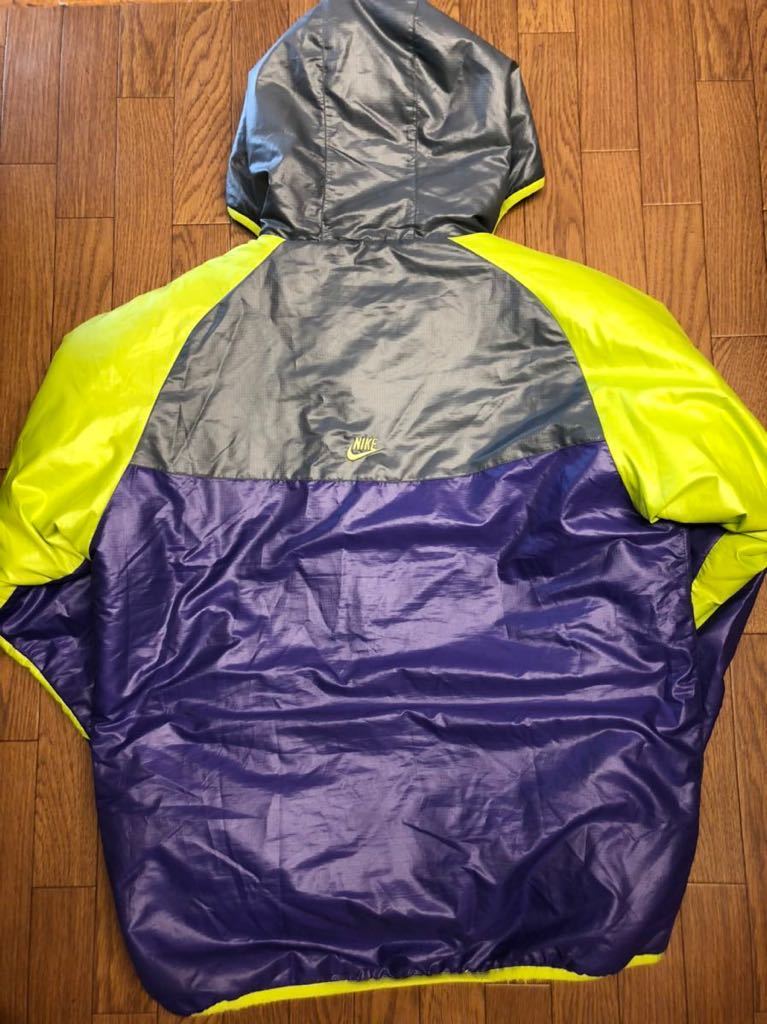 NIKE ナイキ ナイロンジャケット ジャンパー サイズ(XL) パープル×ネオングリーン フード付 中古品 上着 古着 服飾品 中古品【4843】F_画像2