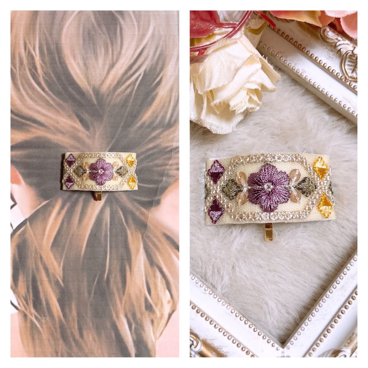インド刺繍リボン インド刺繍 ヘアカフ ポニーフック インド刺繍リボン インド刺繍 ヘアカフ ポニーフック
