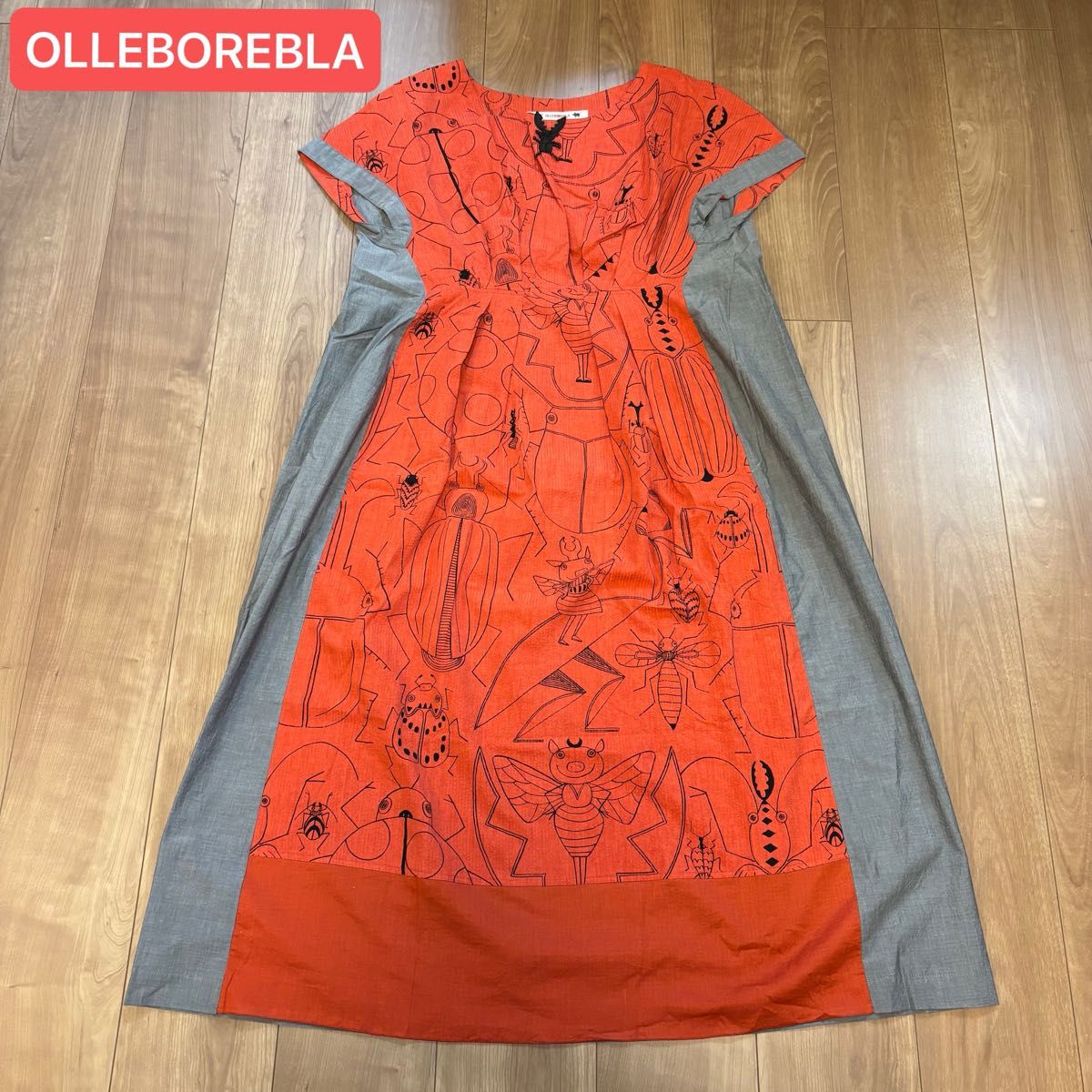 OLLEBOREBLA アルベロベロ ロングワンピース ぶたさんと昆虫 OLLEBOREBLA アルベロベロ ロングワンピース ぶたさんと昆虫
