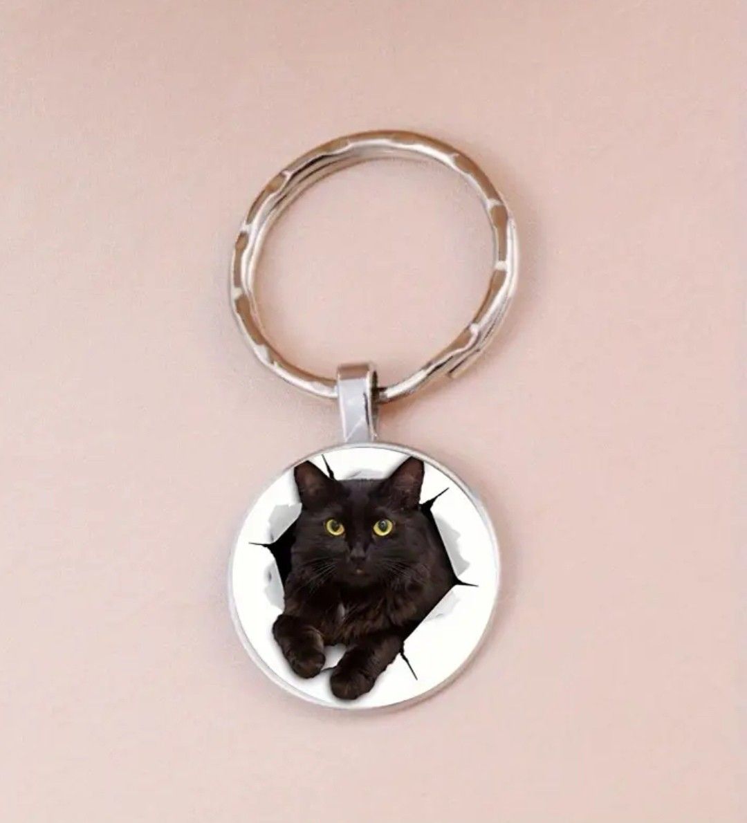 黒猫 キーホルダー キーリング 猫 ネコ ねこ 円形 おしゃれ 黒猫 キーホルダー キーリング 猫 ネコ ねこ 円形 おしゃれ