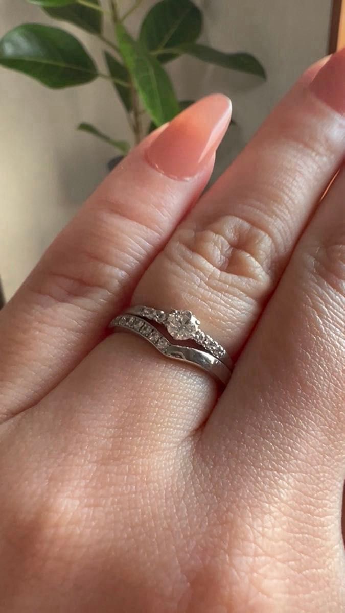 プラチナ pt900 ダイヤモンド 0.209ct 0.05ct ハーフエタニティリング 指輪 9.5号