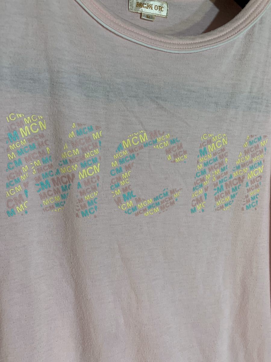 MCM O・T・C エムシーエム　マルチカラーカラー　デカロゴ 大　プリント　半袖Tシャツ　ピンク　M_画像5