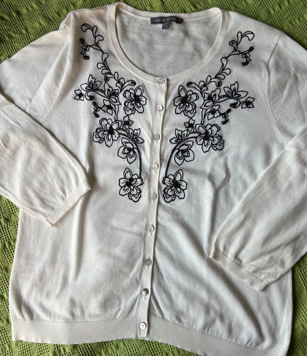 Laura Ashley 花柄 刺繍 カーディガン オフホワイト|Yahoo Laura Ashley 花柄 刺繍 カーディガン オフホワイト|Yahoo