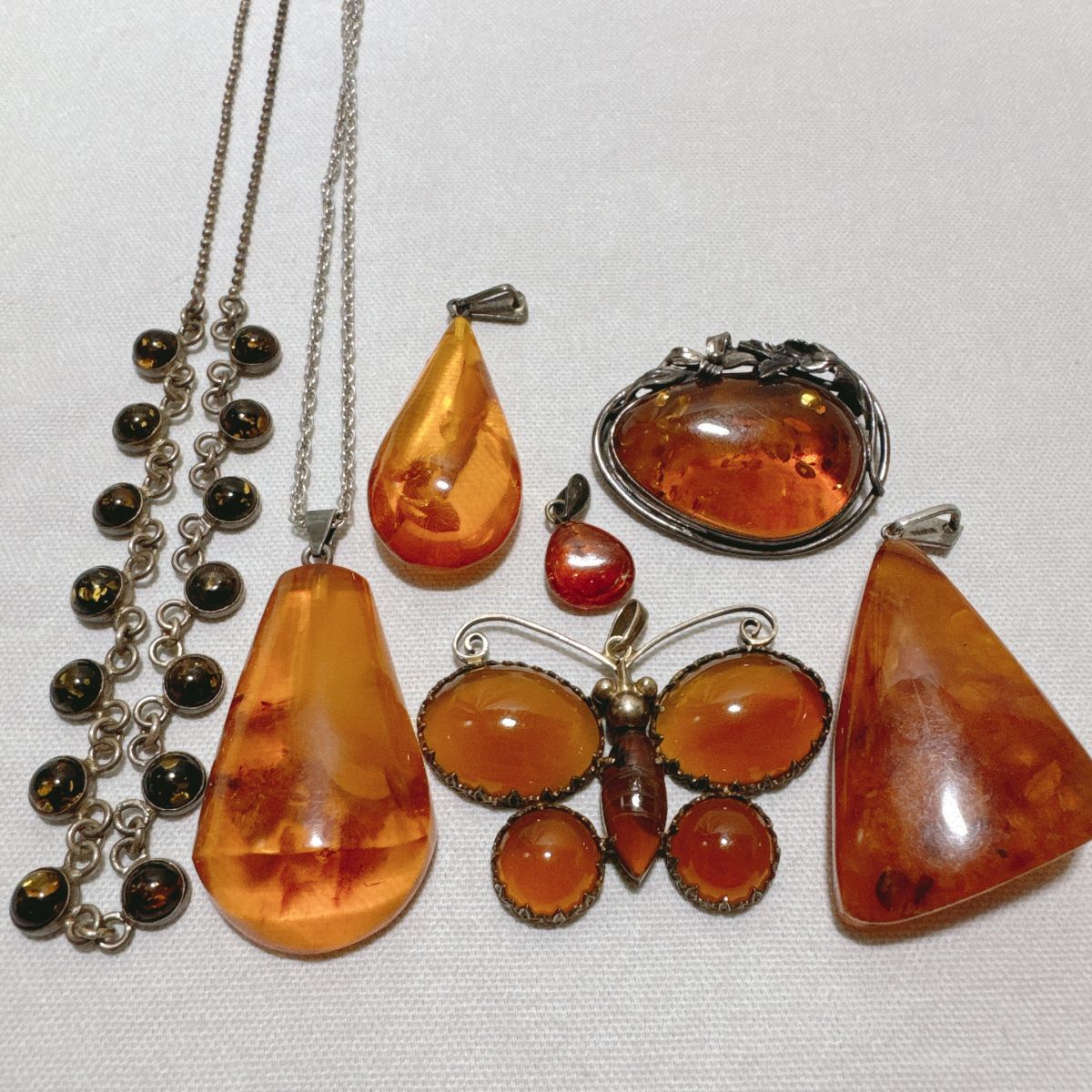 DK SILVER シルバー 琥珀 天然本琥珀 amber アクセサリー 7点 DK SILVER シルバー 琥珀 天然本琥珀 amber アクセサリー 7点