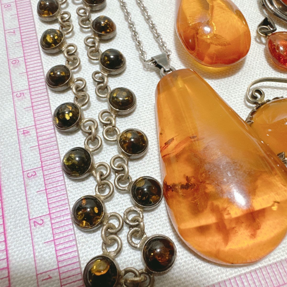 DK SILVER シルバー 琥珀 天然本琥珀 amber アクセサリー 7点 DK SILVER シルバー 琥珀 天然本琥珀 amber アクセサリー 7点