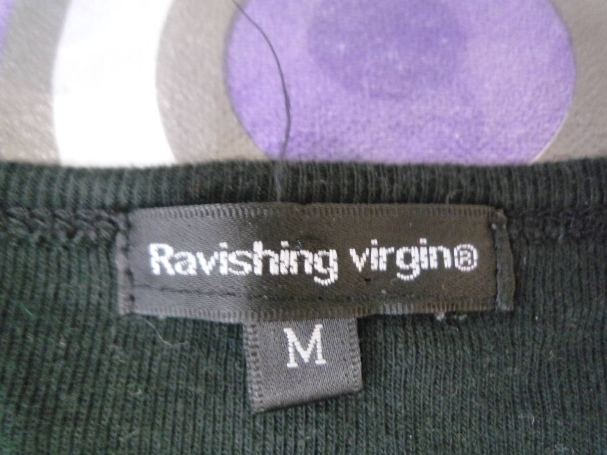 ★ Ravishing virgin　黒　長袖Tシャツ　カットソー　＜ M ＞　前、後に英字入　綿100％_画像3