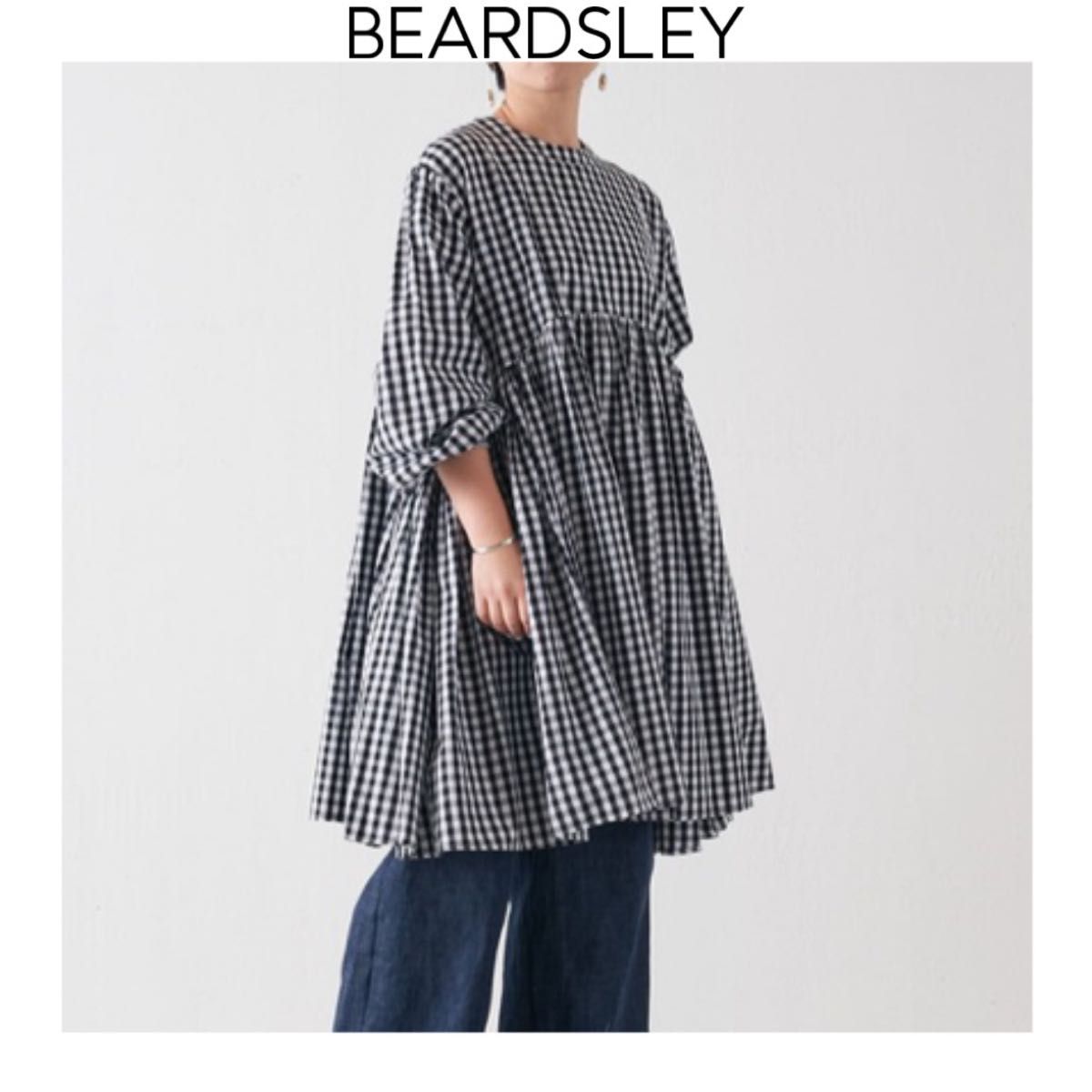 BEARDSLEY 先染めギャザーチュニックブラウス ブラック BEARDSLEY 先染めギャザーチュニックブラウス ブラック