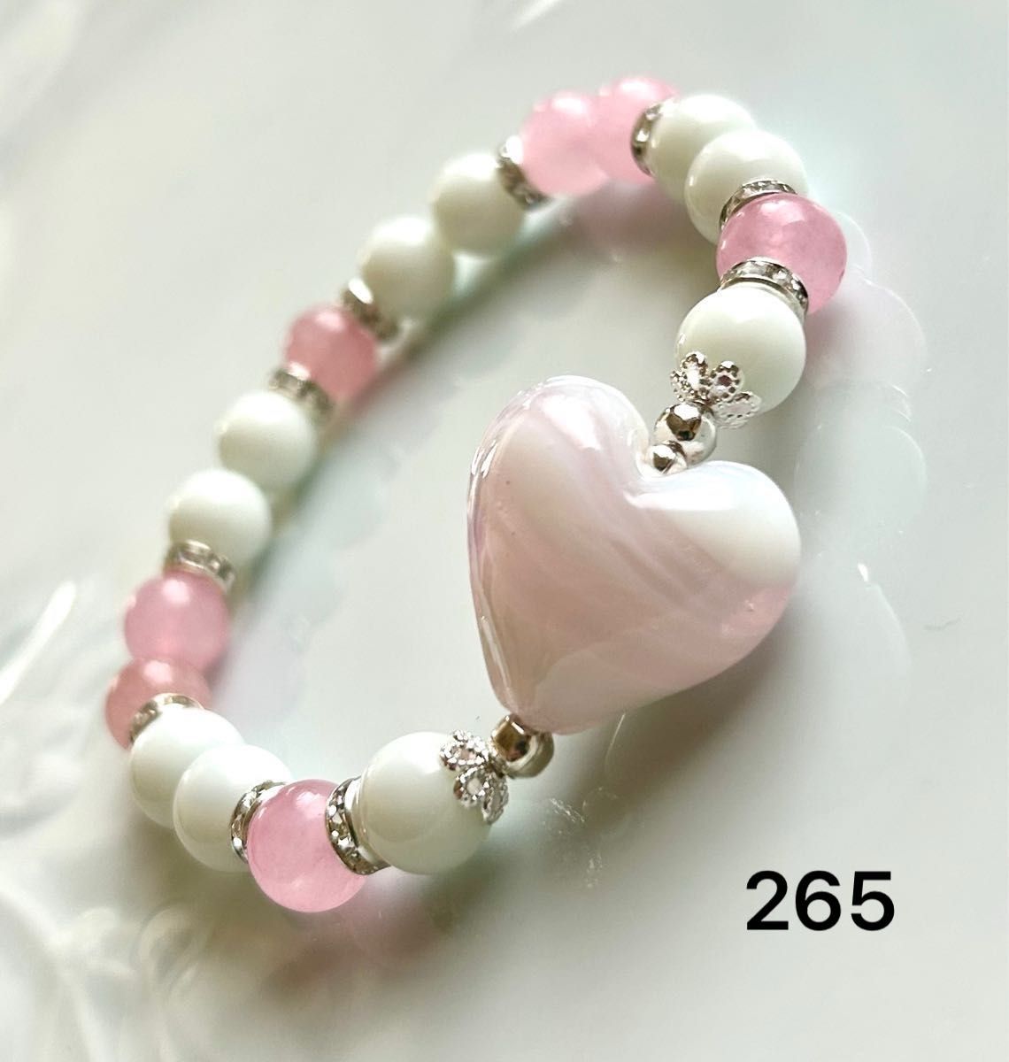 No 265 天然石ブレスレット パワーストーン ハンドメイド ハート No 265 天然石ブレスレット パワーストーン ハンドメイド ハート