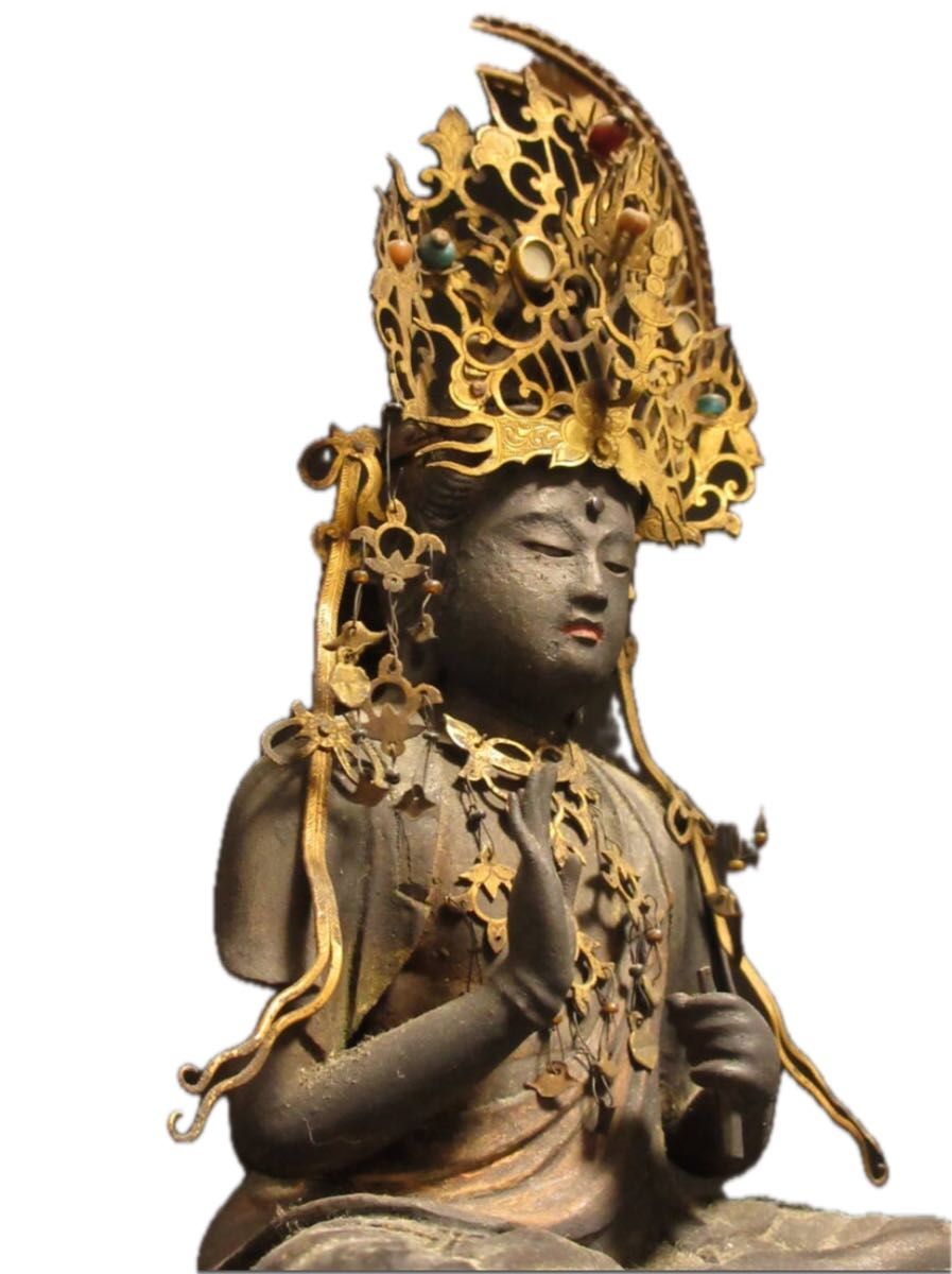 仏教美術 木彫彩色 玉眼 金剛宝菩薩坐像 厨子入り仏像 極上品 仏教美術 木彫彩色 玉眼 金剛宝菩薩坐像 厨子入り仏像 極上品