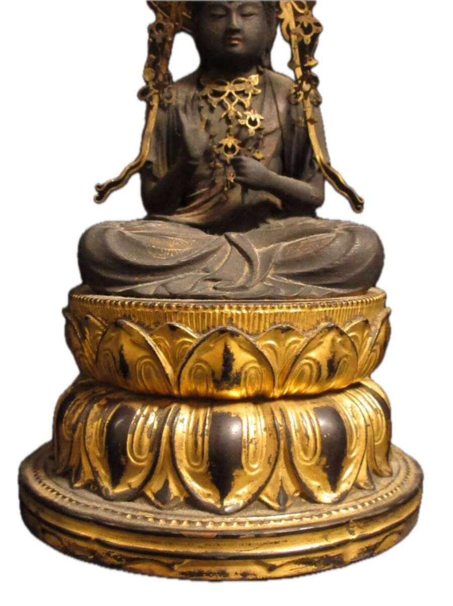 仏教美術 木彫彩色 玉眼 金剛宝菩薩坐像 厨子入り仏像 極上品 仏教美術 木彫彩色 玉眼 金剛宝菩薩坐像 厨子入り仏像 極上品