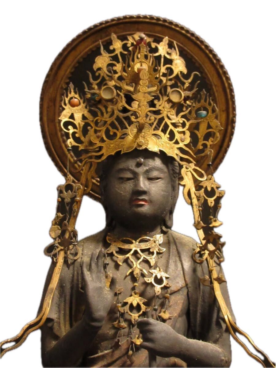 仏教美術 木彫彩色 玉眼 金剛宝菩薩坐像 厨子入り仏像 極上品 仏教美術 木彫彩色 玉眼 金剛宝菩薩坐像 厨子入り仏像 極上品