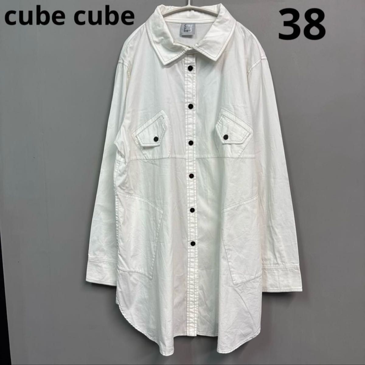 cube cube センソユニコ ホワイト シャツ チュニック ブラウス cube cube センソユニコ ホワイト シャツ チュニック ブラウス