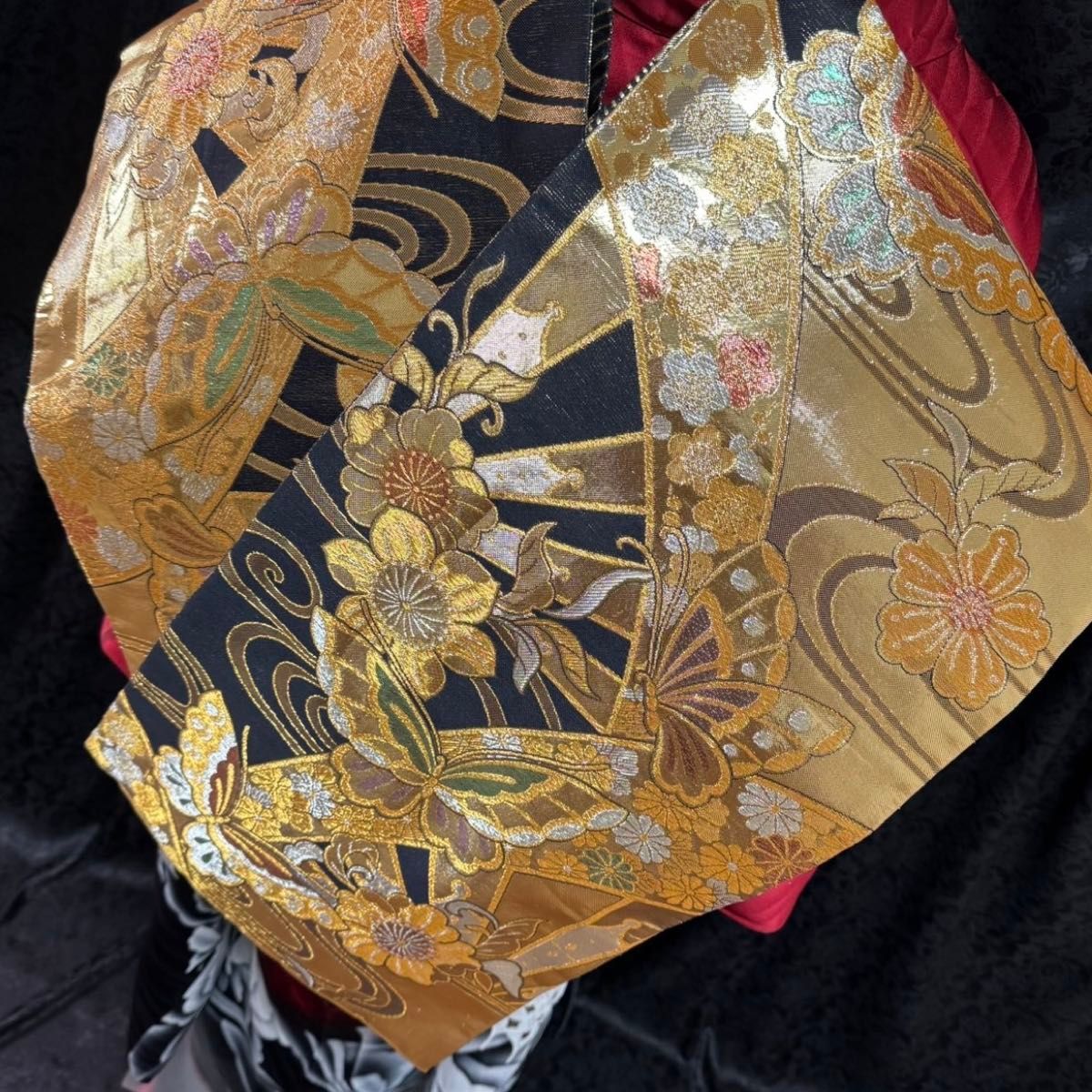 美品 蝶 金彩 舞蝶 落款 流水舞蝶文 逸品 暈し染め フルセット 美品 蝶 金彩 舞蝶 落款 流水舞蝶文 逸品 暈し染め フルセット