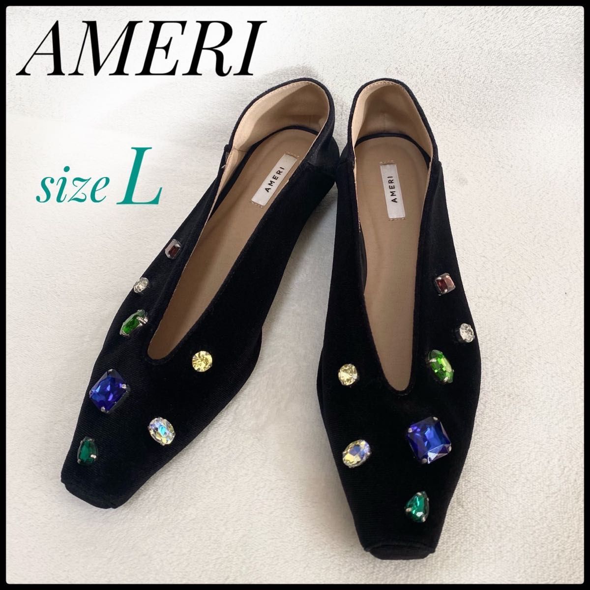 未使用級】 AMERI アメリビンテージ フラット パンプス L 黒 未使用級】 AMERI アメリビンテージ フラット パンプス L 黒