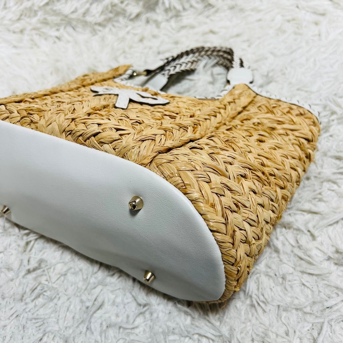 良品】ANYA HINDMARCH アニヤハインドマーチ かご バッグ トート 良品】ANYA HINDMARCH アニヤハインドマーチ かご バッグ トート