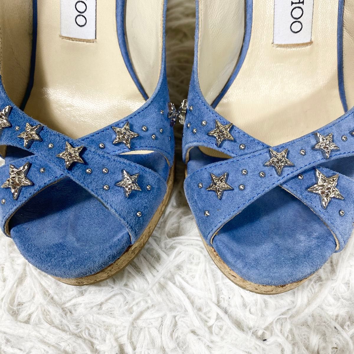 美品 ジミーチュウ オープントゥ ウエッジソール スター サイズ 美品 ジミーチュウ オープントゥ ウエッジソール スター サイズ