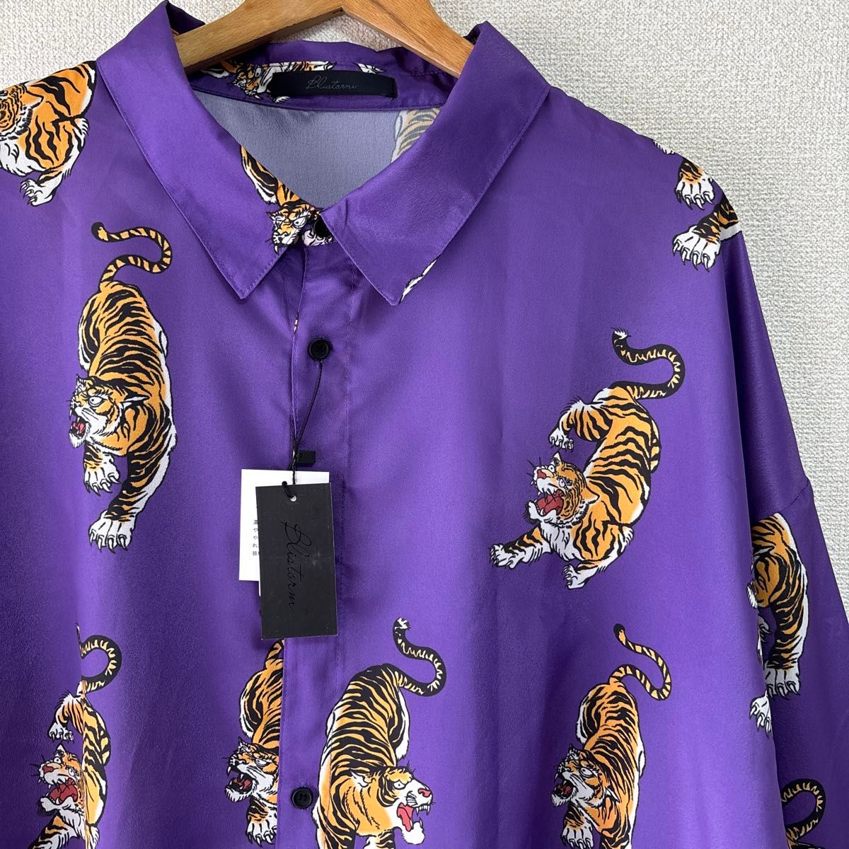 新品 シャツ 和柄 虎柄 パープル カラーシャツ 3L 大きいサイズ 新品 シャツ 和柄 虎柄 パープル カラーシャツ 3L 大きいサイズ