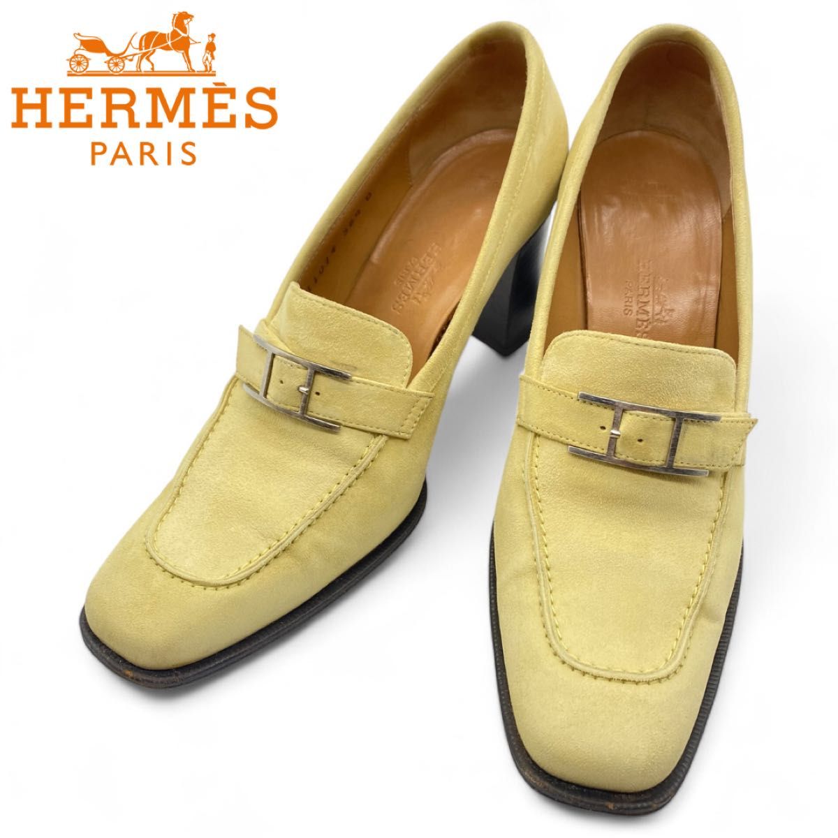 HERMES エルメス パンプス スエード ベージュ 23cm相当 ベルト HERMES エルメス パンプス スエード ベージュ 23cm相当 ベルト
