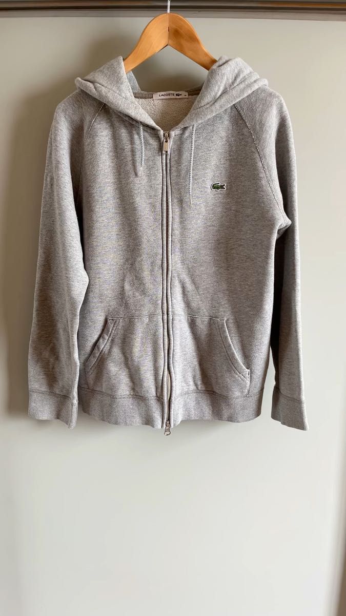 LACOSTE ラコステ ダブルジップアップパーカー グレー レディース 36