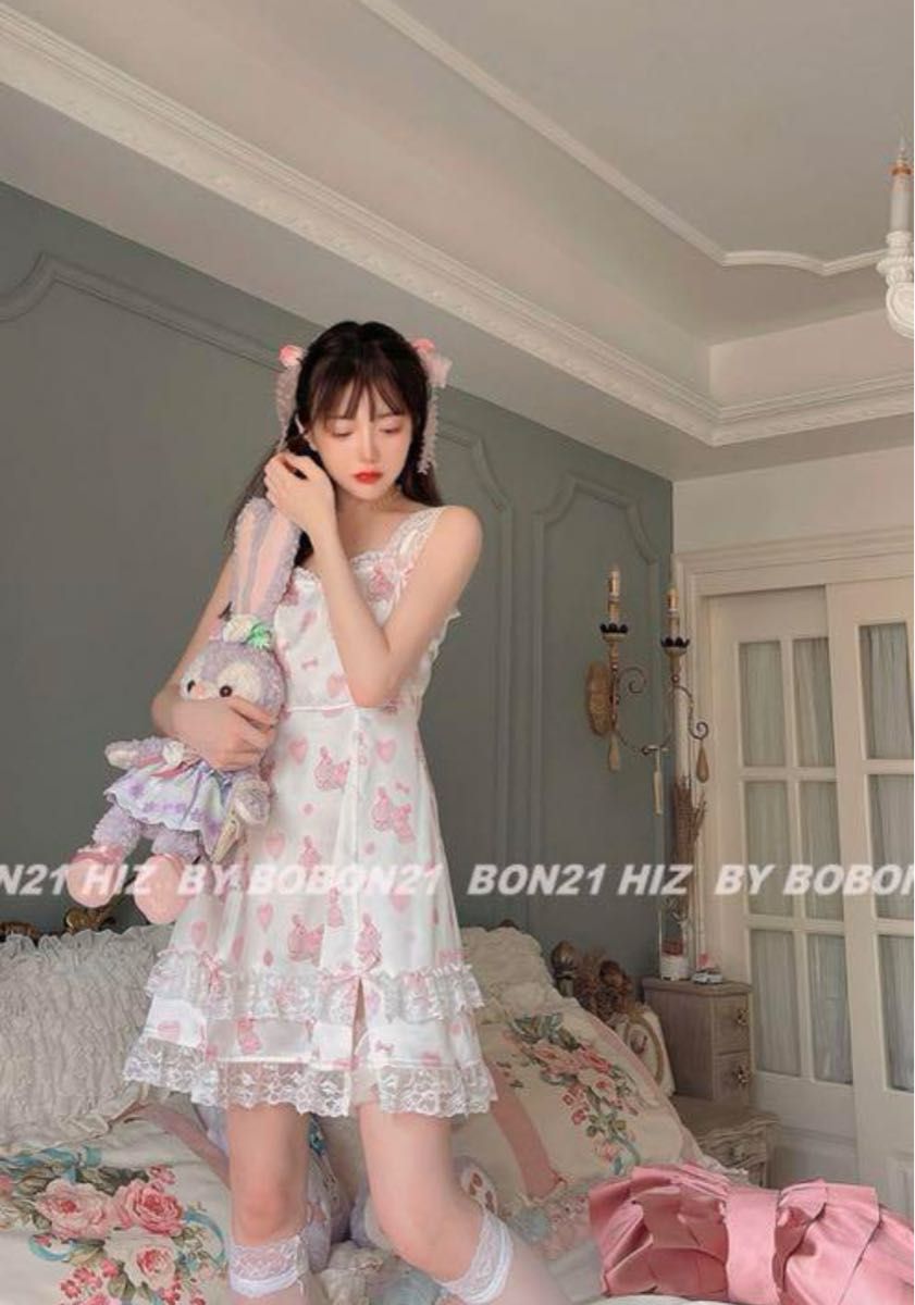 bobon21 ボボンニジュウイチ うさぎ柄 ランジェリー ワンピース bobon21 ボボンニジュウイチ うさぎ柄 ランジェリー ワンピース