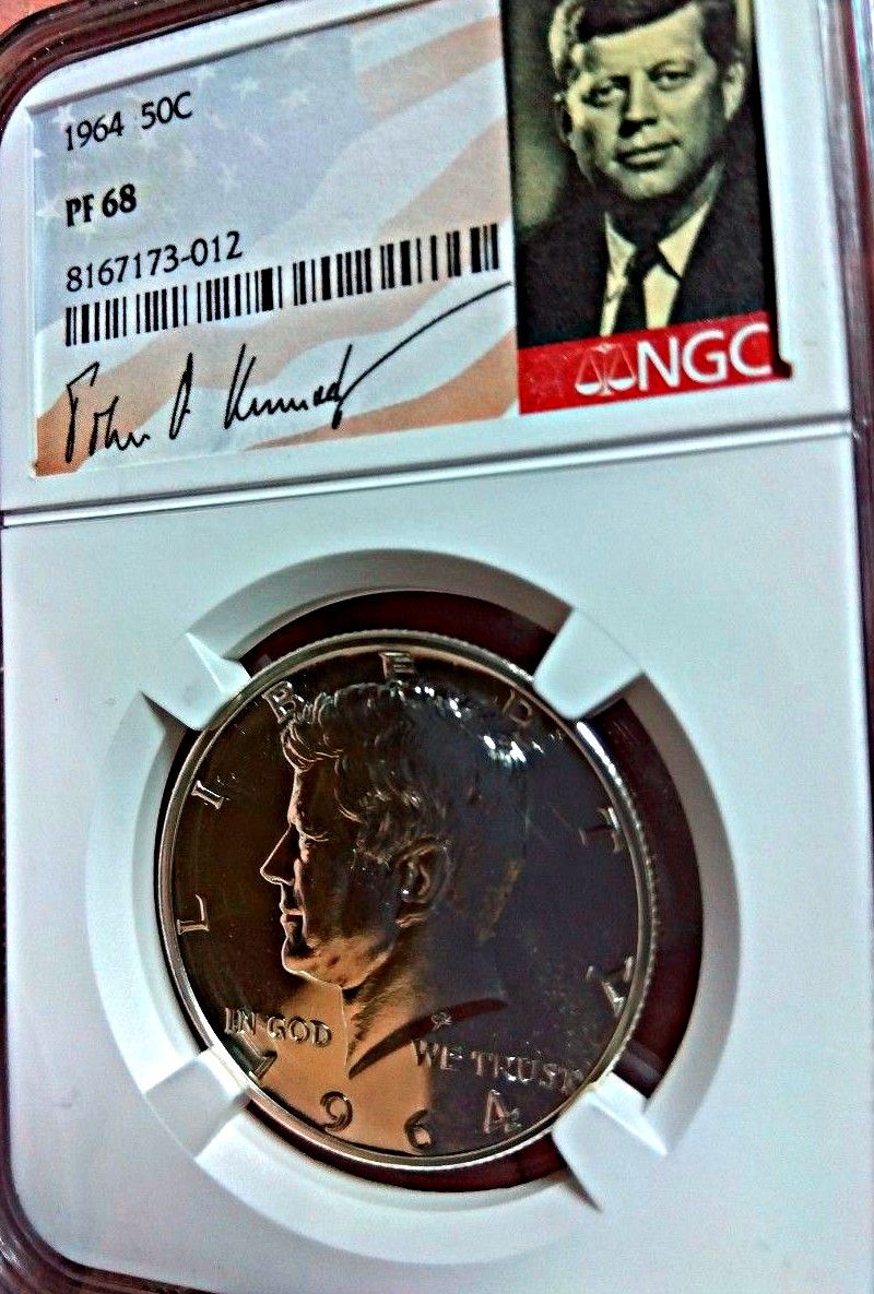 NGC PF68 1964 アメリカ ケネディ ハーフダラー サイン 銀貨 NGC PF68 1964 アメリカ ケネディ ハーフダラー サイン 銀貨