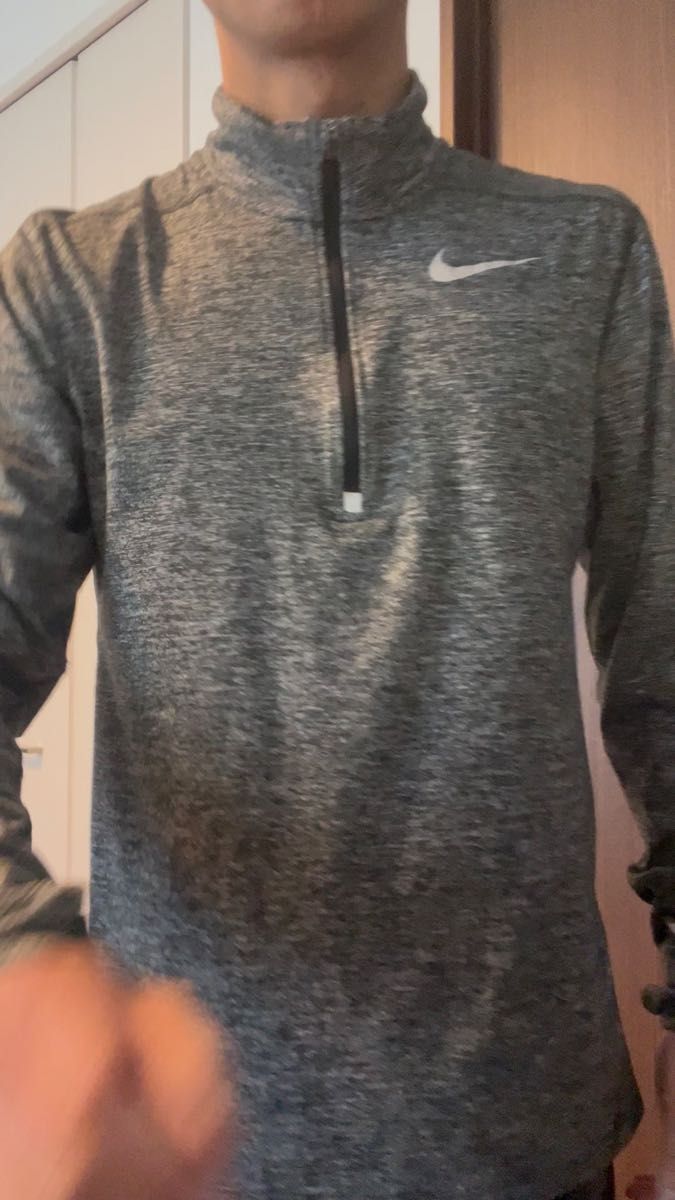 ナイキ Nike ハーフジップ 長袖 トップス グレー Mサイズ RUNNING グレー DRI-FIT ハーフジップ
