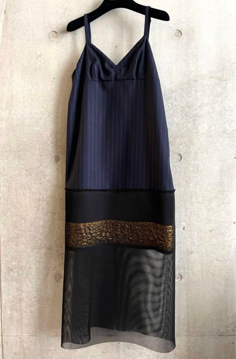 DRIES VAN NOTEN キャミソールワンピース ネイビー ピン DRIES VAN NOTEN キャミソールワンピース ネイビー ピン