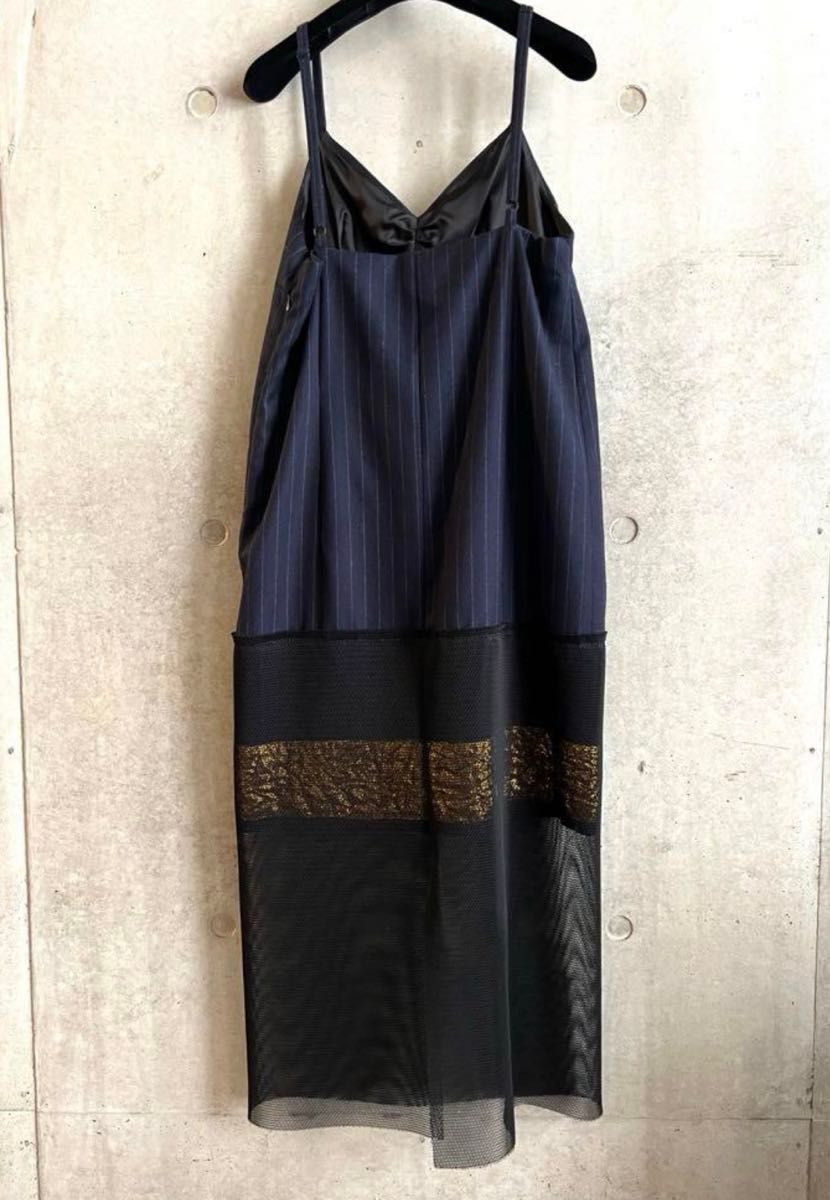 DRIES VAN NOTEN キャミソールワンピース ネイビー ピン DRIES VAN NOTEN キャミソールワンピース ネイビー ピン