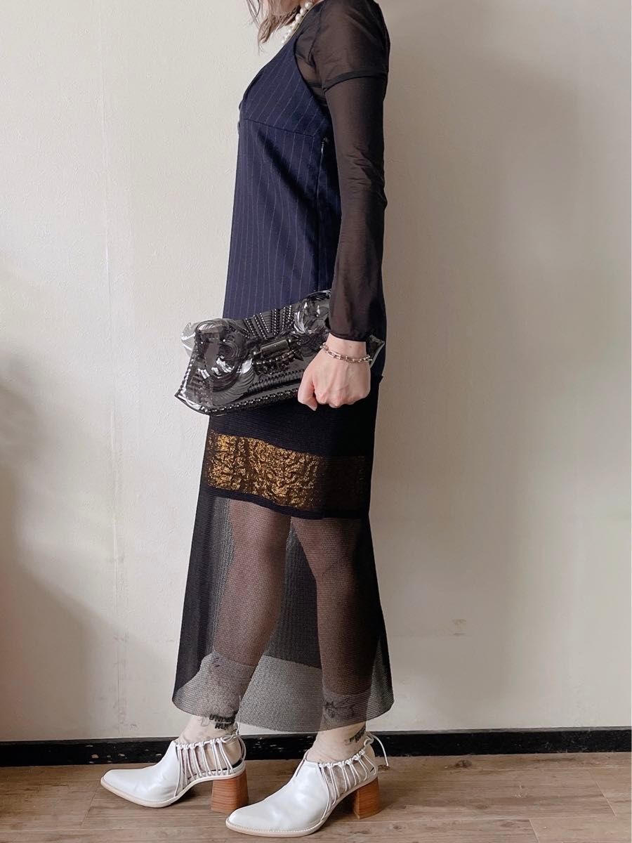 DRIES VAN NOTEN キャミソールワンピース ネイビー ピン DRIES VAN NOTEN キャミソールワンピース ネイビー ピン